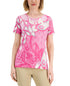 JM Collection Womens Printed Jacquard Top